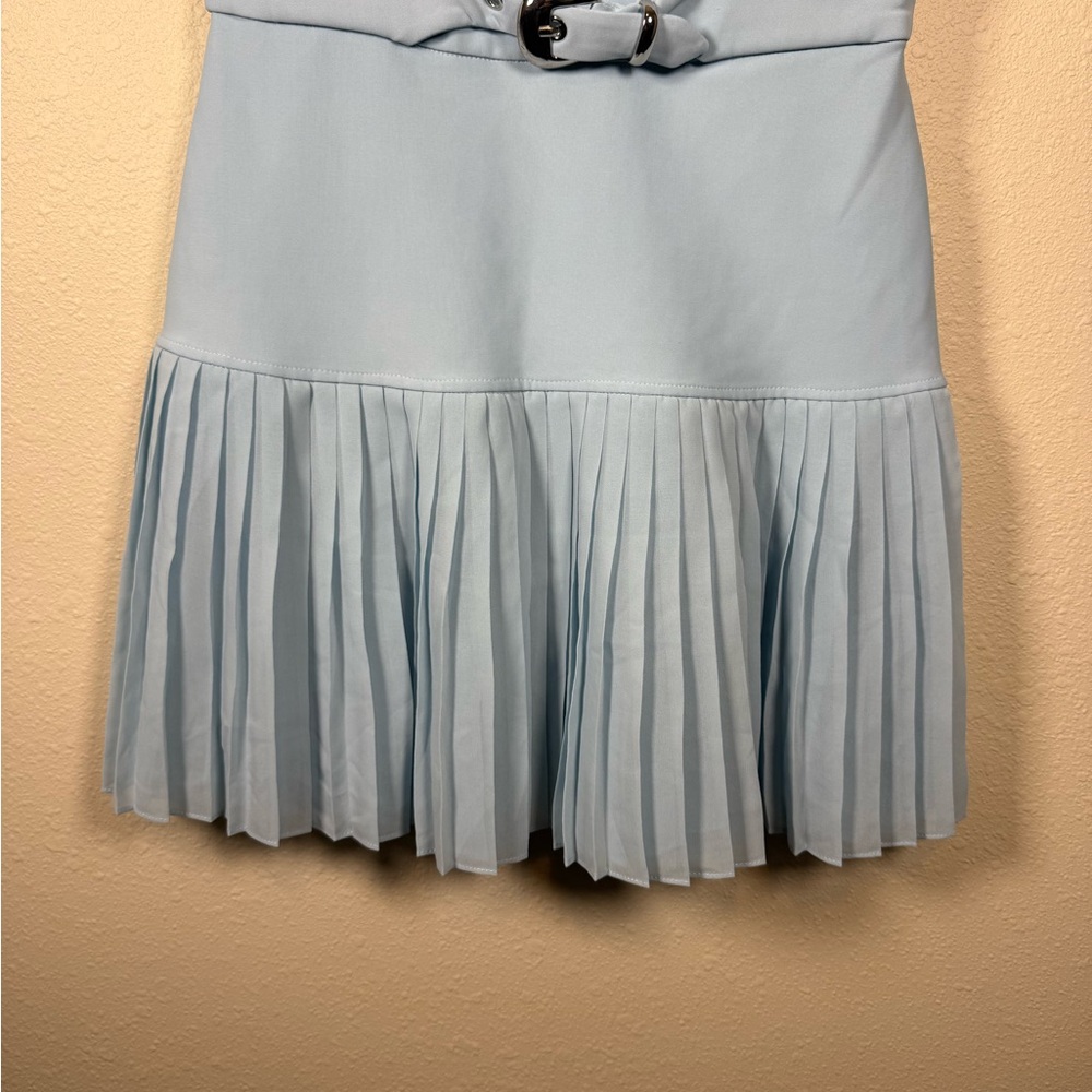 Carbon38 Light Blue Pleated Hem Sleeveless Dress - Picture 6 of 10